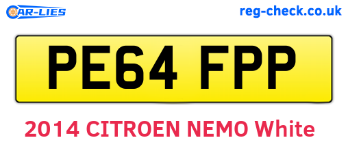 PE64FPP are the vehicle registration plates.