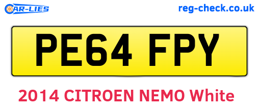PE64FPY are the vehicle registration plates.