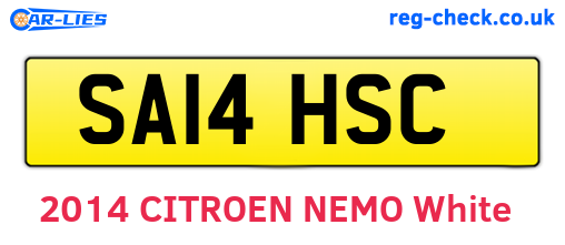 SA14HSC are the vehicle registration plates.