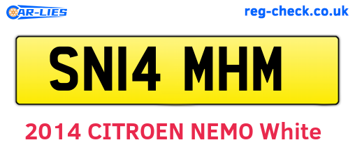 SN14MHM are the vehicle registration plates.