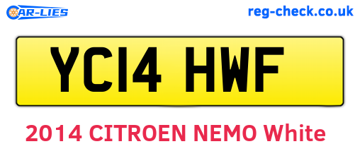 YC14HWF are the vehicle registration plates.