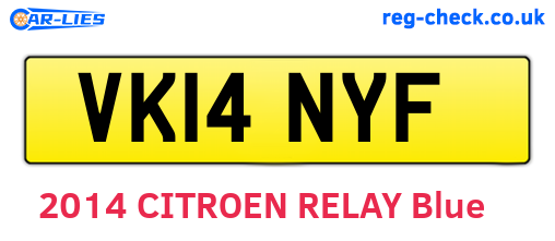 VK14NYF are the vehicle registration plates.