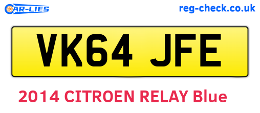 VK64JFE are the vehicle registration plates.