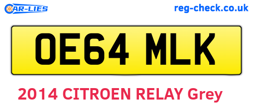 OE64MLK are the vehicle registration plates.