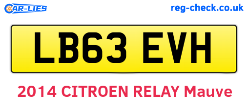 LB63EVH are the vehicle registration plates.