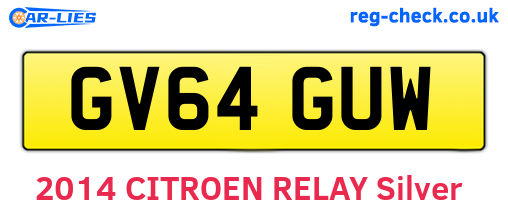 GV64GUW are the vehicle registration plates.