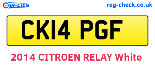 CK14PGF are the vehicle registration plates.