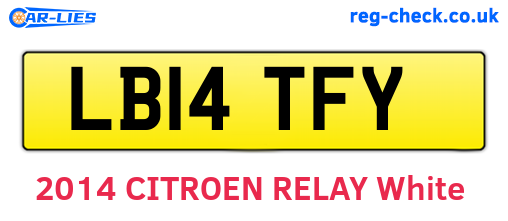 LB14TFY are the vehicle registration plates.