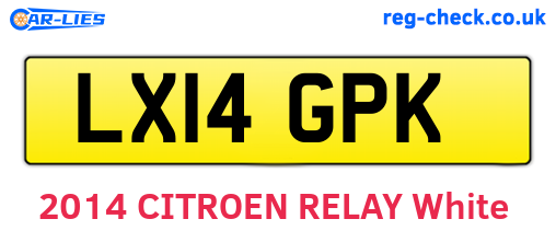 LX14GPK are the vehicle registration plates.