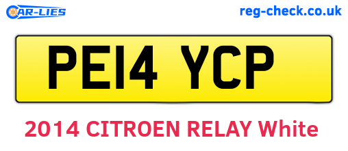 PE14YCP are the vehicle registration plates.