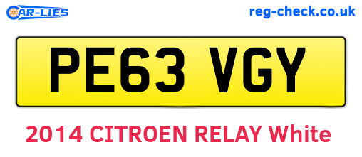 PE63VGY are the vehicle registration plates.