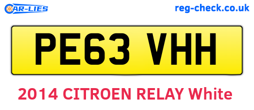 PE63VHH are the vehicle registration plates.