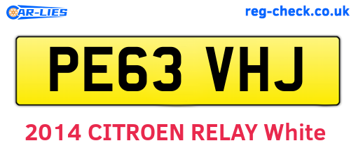 PE63VHJ are the vehicle registration plates.