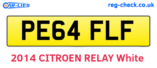 PE64FLF are the vehicle registration plates.