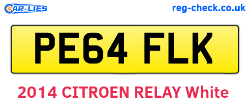 PE64FLK are the vehicle registration plates.