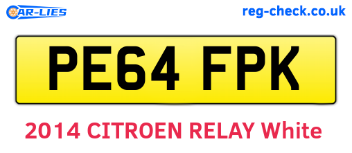 PE64FPK are the vehicle registration plates.