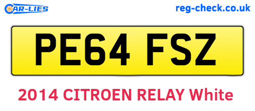 PE64FSZ are the vehicle registration plates.