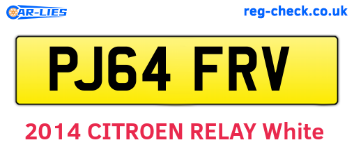PJ64FRV are the vehicle registration plates.