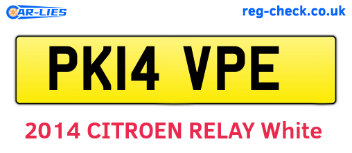 PK14VPE are the vehicle registration plates.