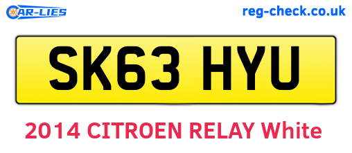 SK63HYU are the vehicle registration plates.