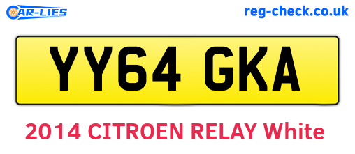 YY64GKA are the vehicle registration plates.