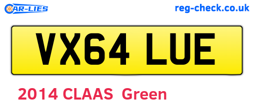 VX64LUE are the vehicle registration plates.