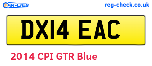 DX14EAC are the vehicle registration plates.
