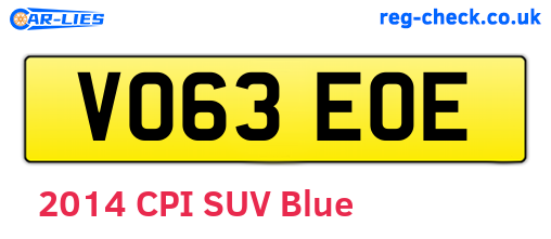 VO63EOE are the vehicle registration plates.