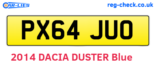 PX64JUO are the vehicle registration plates.