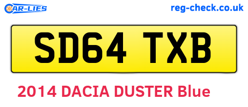 SD64TXB are the vehicle registration plates.