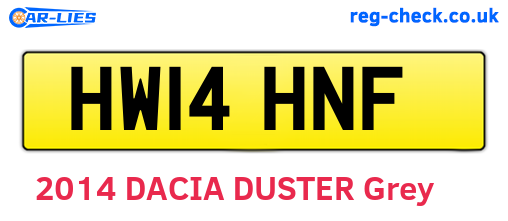 HW14HNF are the vehicle registration plates.