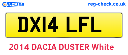 DX14LFL are the vehicle registration plates.