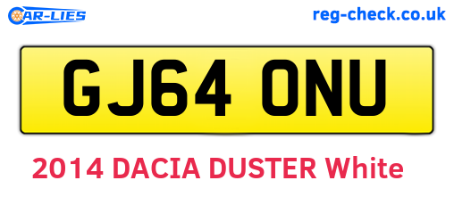 GJ64ONU are the vehicle registration plates.