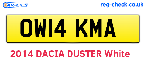 OW14KMA are the vehicle registration plates.