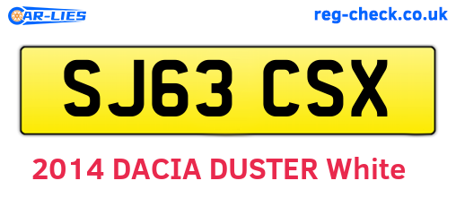 SJ63CSX are the vehicle registration plates.