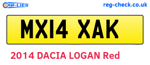 MX14XAK are the vehicle registration plates.