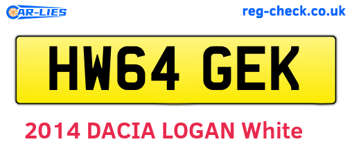 HW64GEK are the vehicle registration plates.