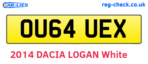 OU64UEX are the vehicle registration plates.