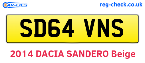 SD64VNS are the vehicle registration plates.