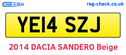 YE14SZJ are the vehicle registration plates.