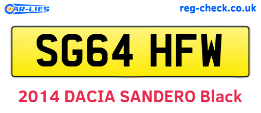 SG64HFW are the vehicle registration plates.