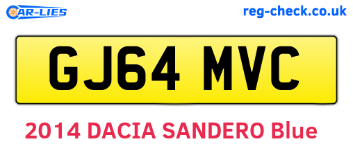 GJ64MVC are the vehicle registration plates.