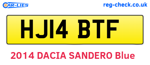 HJ14BTF are the vehicle registration plates.