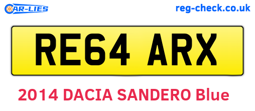 RE64ARX are the vehicle registration plates.