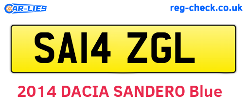 SA14ZGL are the vehicle registration plates.