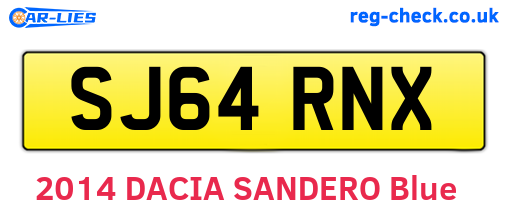 SJ64RNX are the vehicle registration plates.
