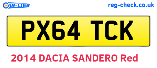 PX64TCK are the vehicle registration plates.