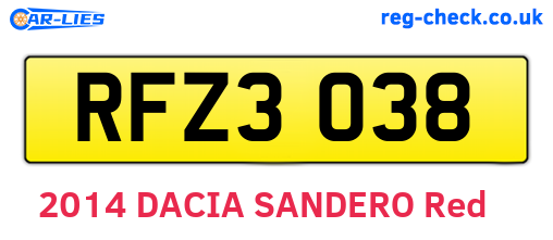 RFZ3038 are the vehicle registration plates.