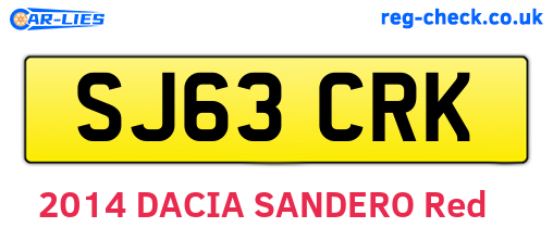 SJ63CRK are the vehicle registration plates.