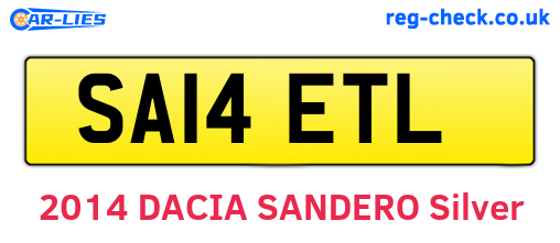 SA14ETL are the vehicle registration plates.